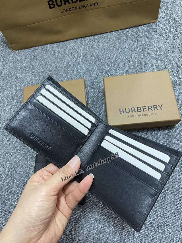 Burberry專櫃新款灰格短夾 巴寶莉經典男士短夾錢包 yxb1276